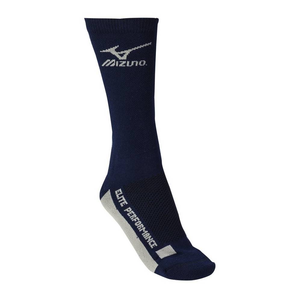 Mens Mizuno Crew Volleyball Socks Navy/Grey Philippines (KVLTJF201)